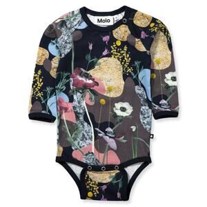 Molo‎ Baby Fonda Cotton Floral Long Sleeve Bodysuit One Piece Northern Spirit 9M